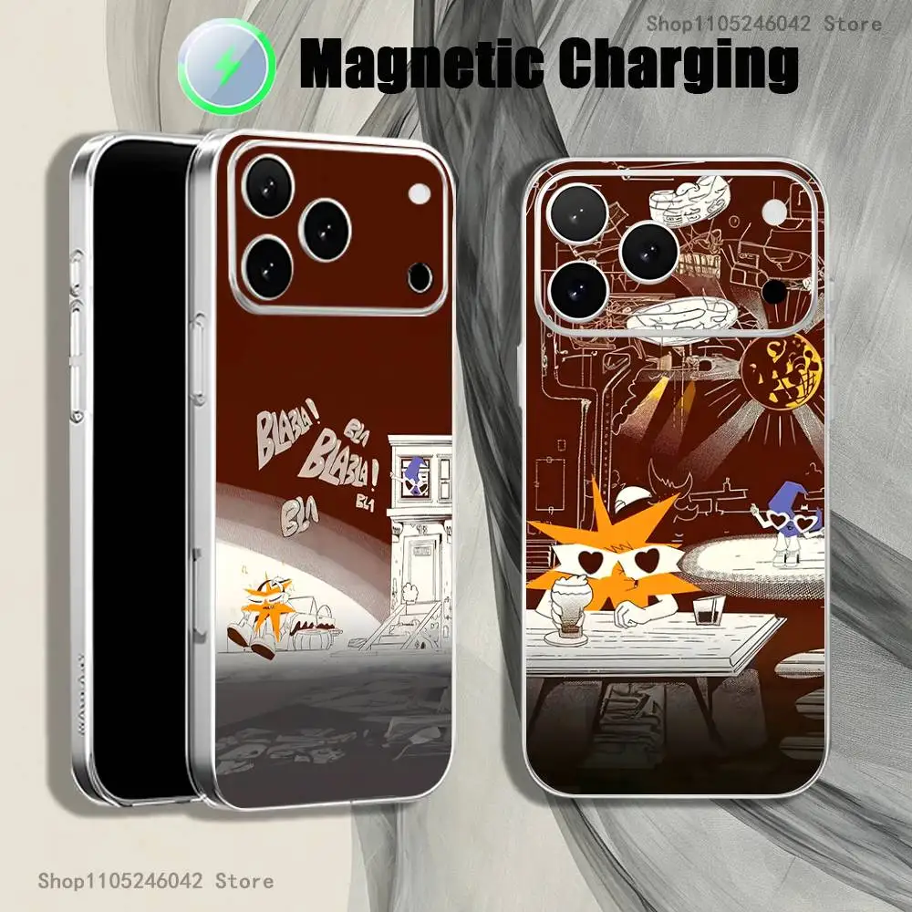 

Singer M-Mora Estrella For iPhone 17,16,15,14,13,12,11,Pro,Max,Plus Magnetic Wireless Charging Transparent White Phone Case