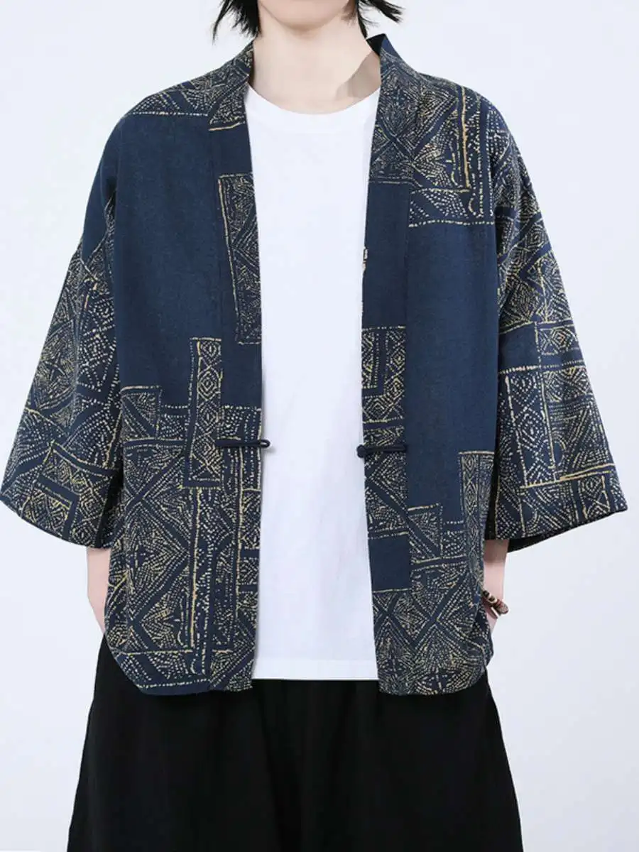 

Весенне-летняя новинка: Мужской винтажный кардиган в этническом стиле, модный, с защитой от солнца, повседневная одежда (Дао Пао)