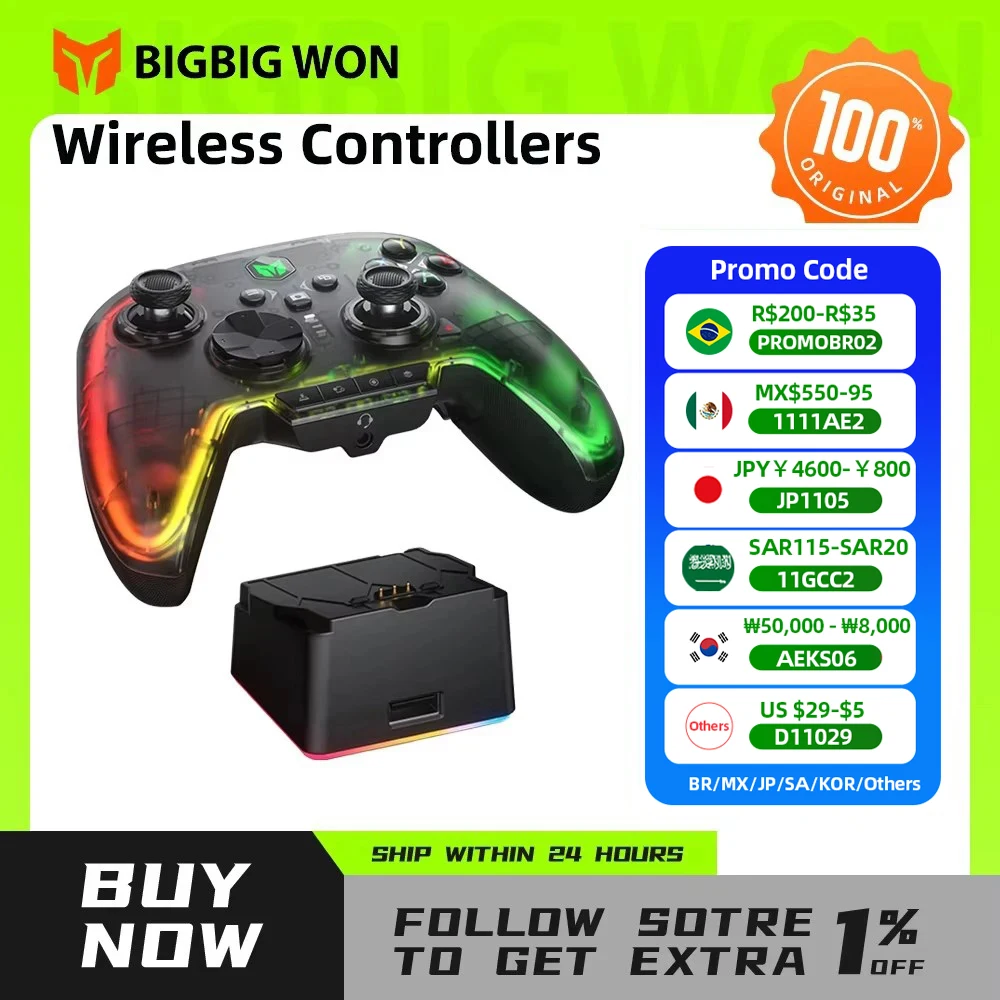 BIGBIG WON Rainbow 2 Pro Wireless Game Controller Apex Anti-curve Hall Trigger 2.4G Bluetooth Gamepad For PC/ Switch/ANDROID/IOS