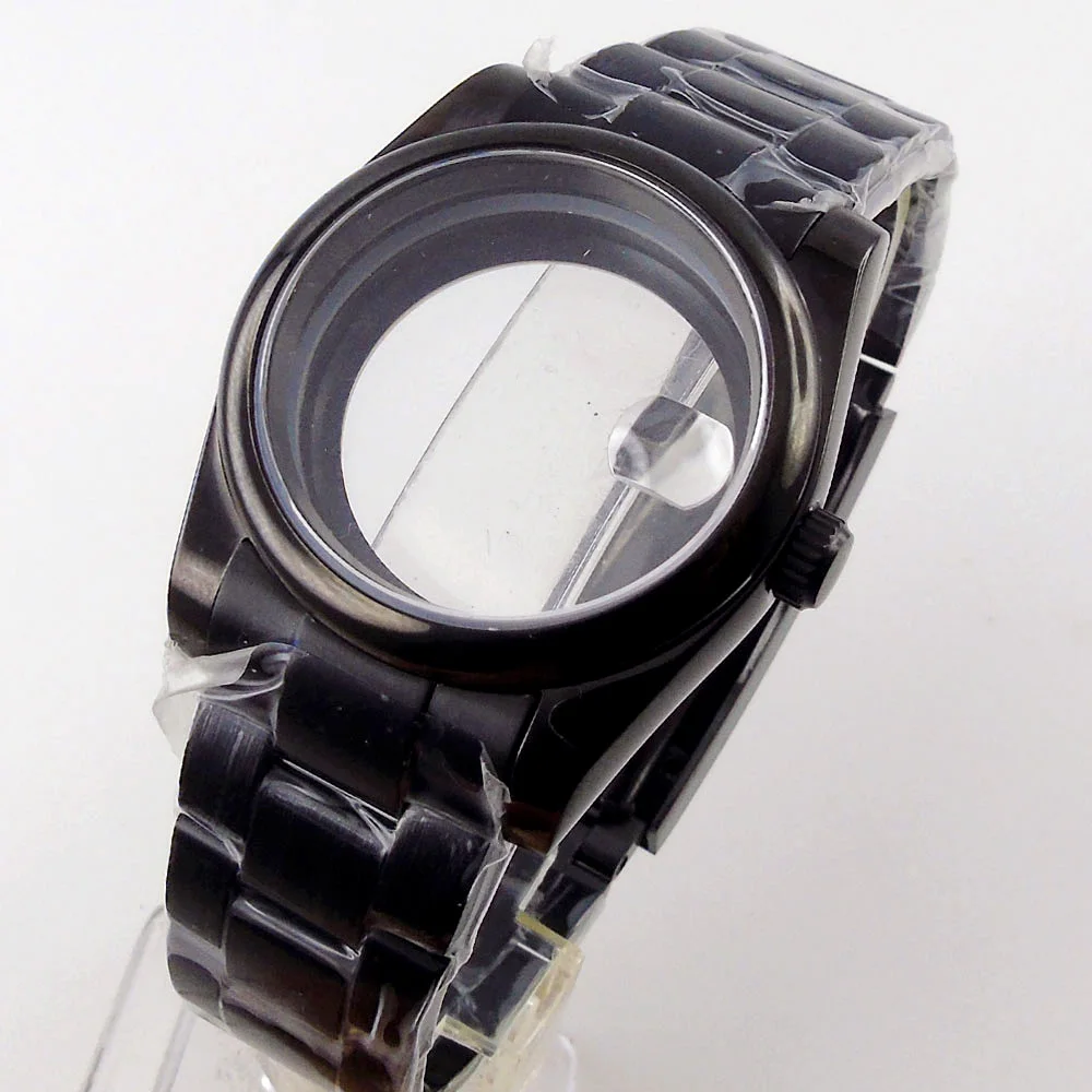 

39mm sapphire glass stainless steel case High quality hardened fit NH35A miyota 82 movement PVD Coated watch case