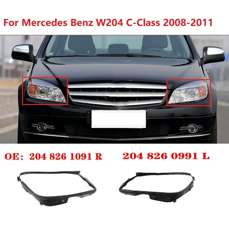 1Pair Car Headlight Trims Sealing Cover 2048260991 2048261091 For Mercedes Benz W204 C-Class 2008-2011 Car-Styling Spare Parts