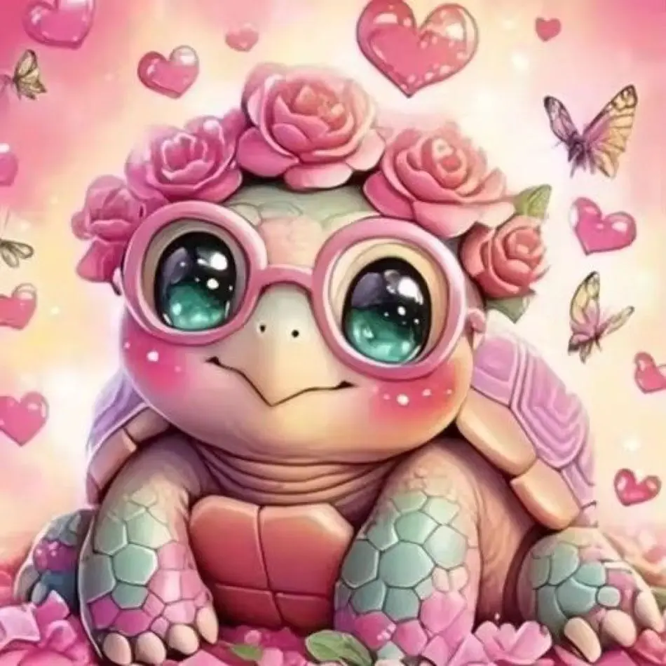 RUOPOTY 5d Diamond Painting Kits For Adults Home Cute Turtle Decor Artwork Animal Full Round Modern Wall Art Art Supplies