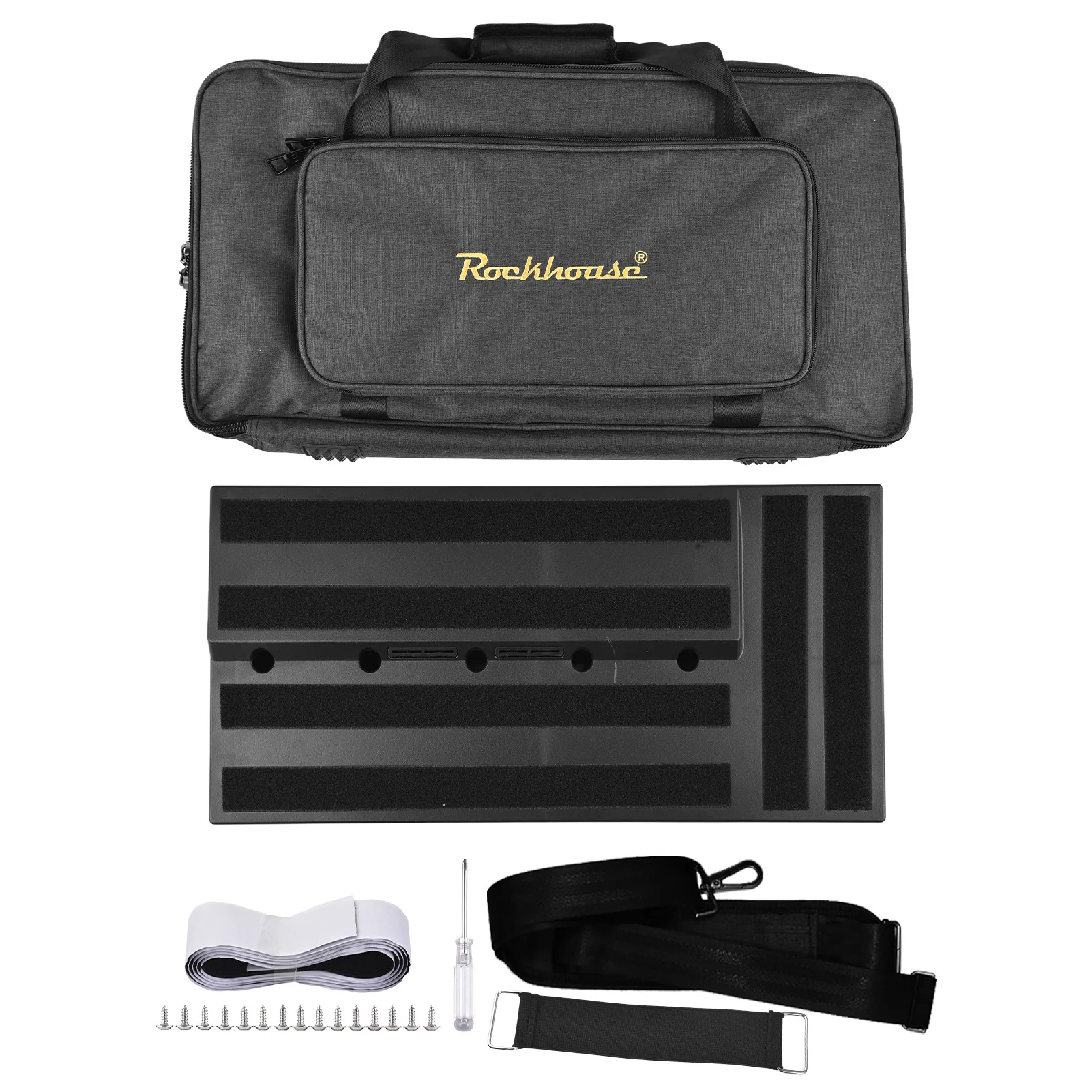 

Rockhouse Guitar Pedal Board Dual-Sided Step Design Pedal Board with Carry Bag and Mounting Tape Pedal Boards Storage Power Cord