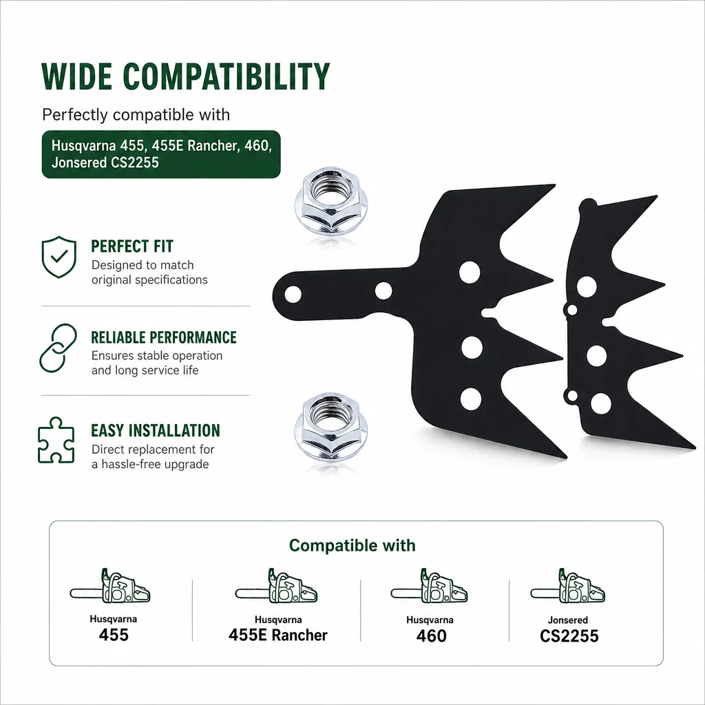 Felling Dog Bumper Spike Kit w/ Bar Nuts for Husqvarna 455 455E Rancher 460 Chainsaw Replacement Parts Replaces # 503973801