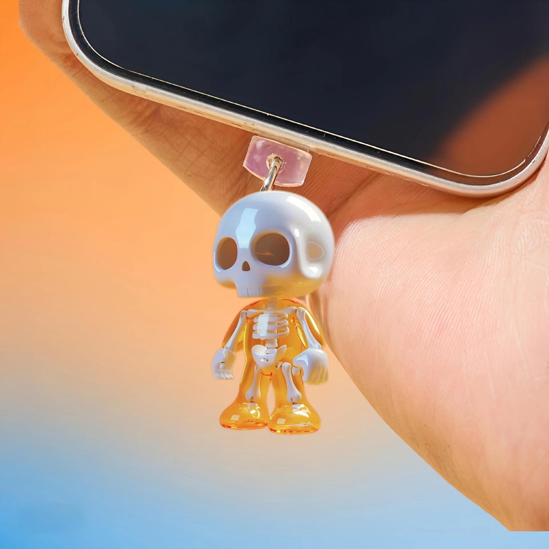 2d Acrylic Phone Plug Cartoon Skeleton Dust Plug Cartoon Phone Dust Plug High Quality  Port Dust Cover For Android