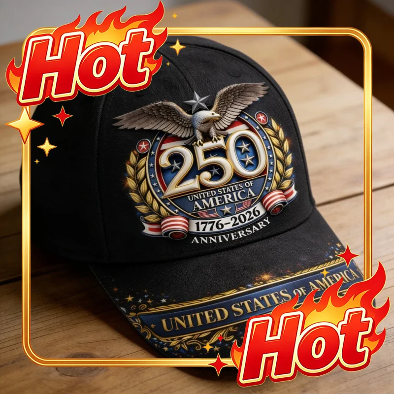 Custom Hat 250 America Patriotic Baseball Cap With Bald Eagle & USA Flags 1776-2026 - Adjustable Unisex Hat Suitable For Parades
