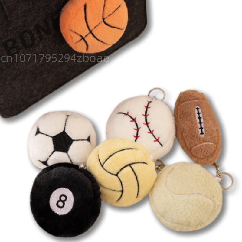 Cartoon Ball Plush Toy Pendant 10cm Football Basketball Volleyball Baseball Rugby Billiards Tennis Plush Keychain Pendant