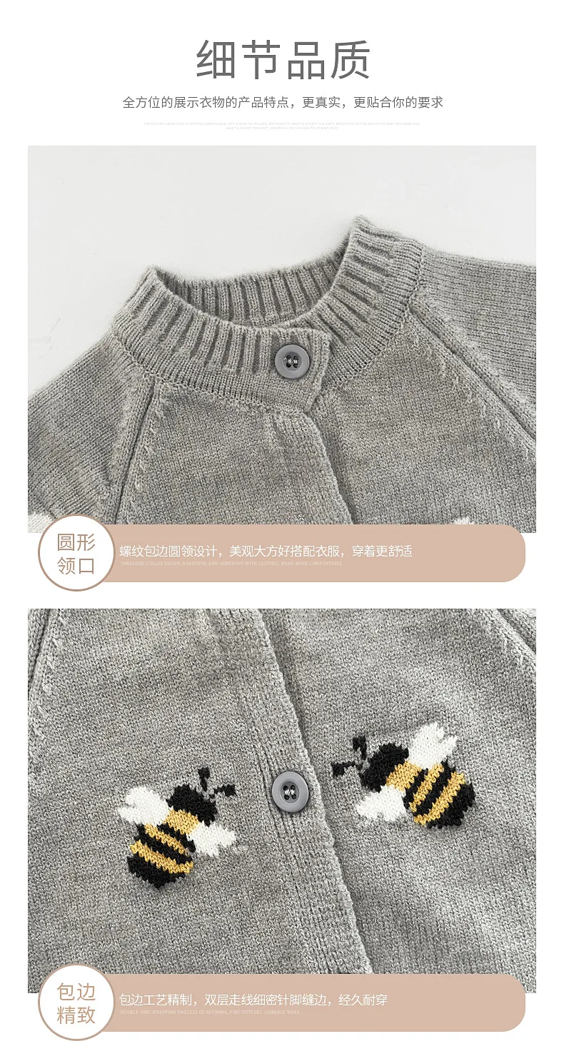 ZOETOPKID Neugeborenen-Babykleidung Frühling Herbst Strampler Jungen- und Mädchenpullover Einteiler Niedliche Cartoon-Strick-Kletterkleidung – Detail 5