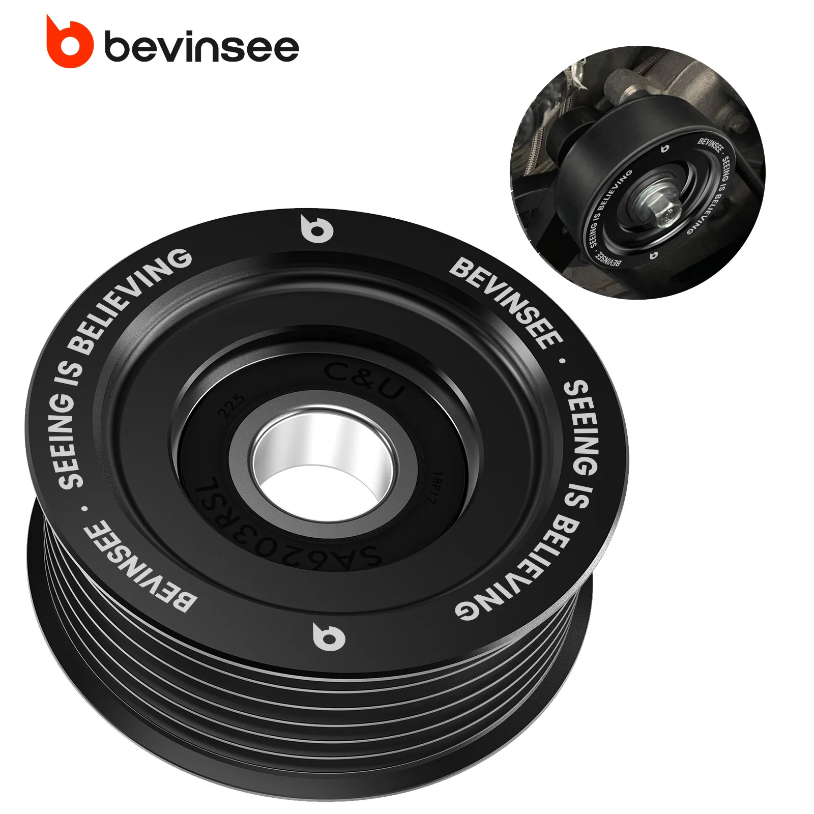 2.75 Diameter Billet Aluminum 6 Groove Tensioner Pulley fit for LS1 LS6, for Chevrolet Corvette 350 V8 5.7L 1997-2004