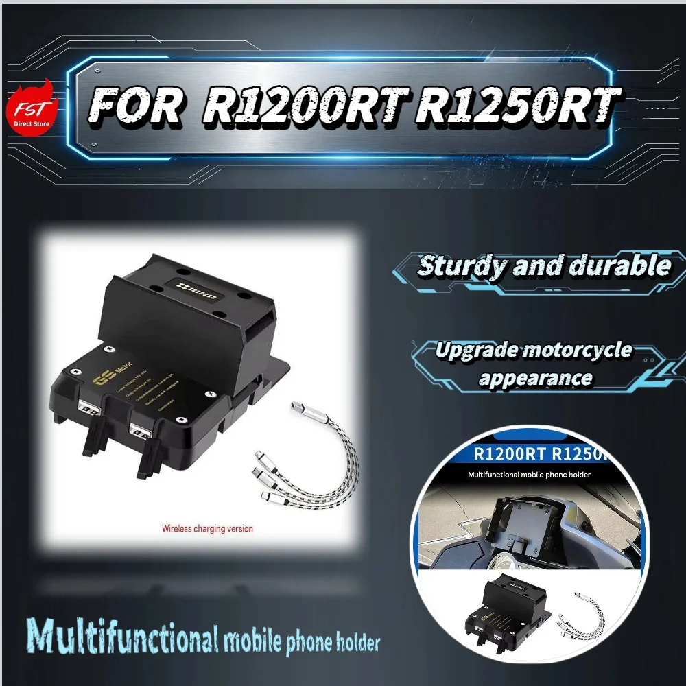 For R1200RT R1250RT Wireless Charging Phone Holder Dual USB Port GPS Navigation Bracket Motorcycle Refit Accessories