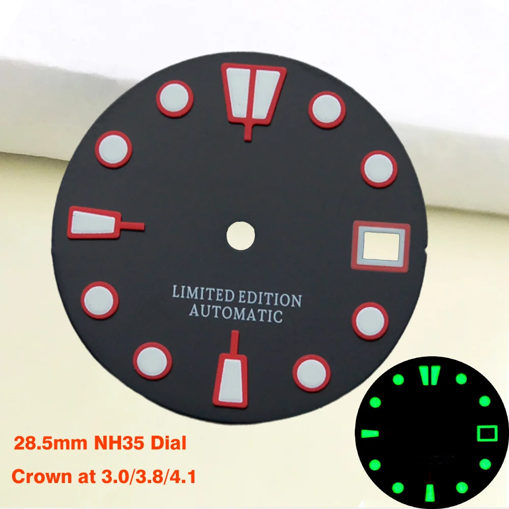 SKX007 SPRD 6105 터틀 참치 시계 케이스 NH35 NH36 시계 다이얼 부품용 맞춤형 28.5mm 그린 야광 다이얼