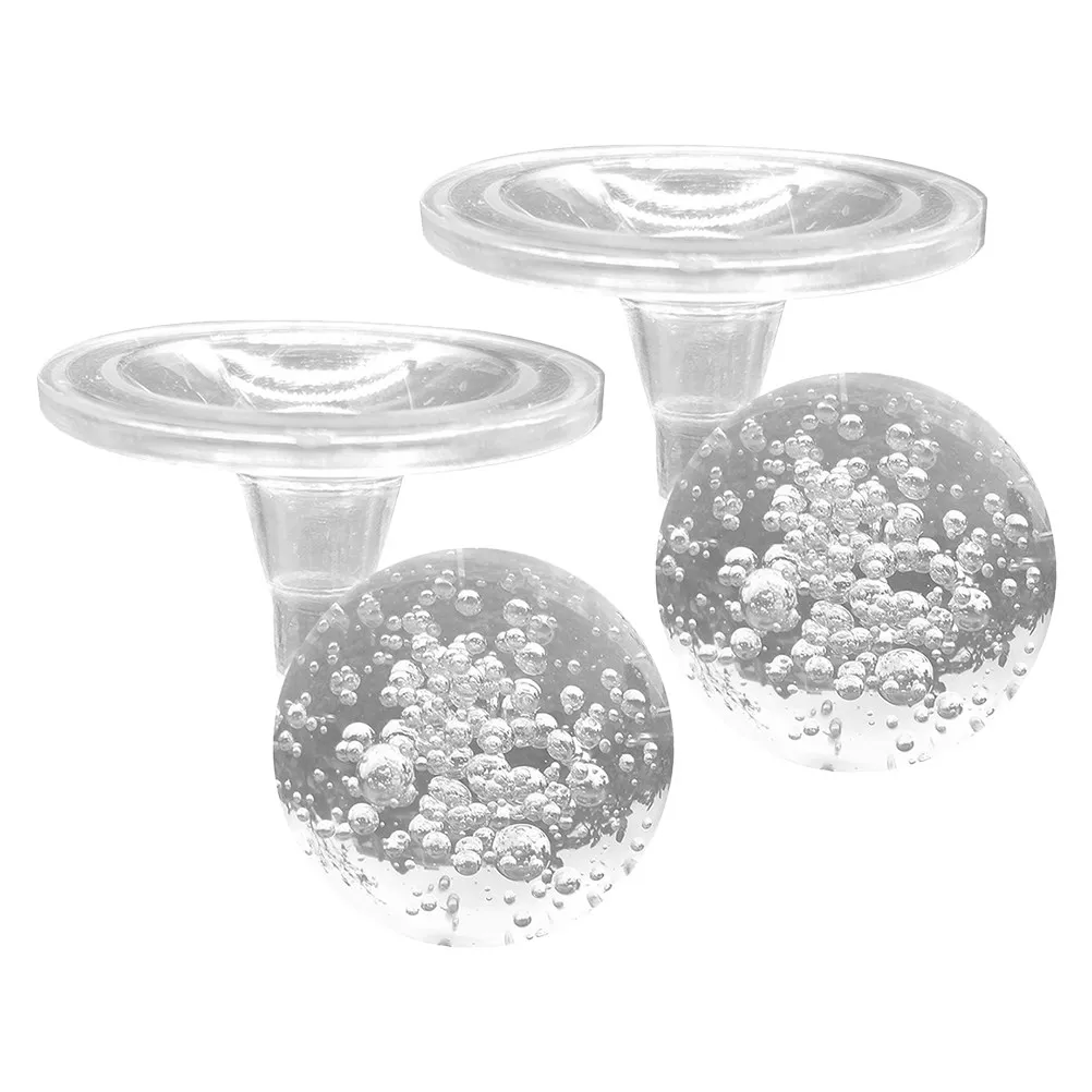 2 sphères en cristal transparent avec supports pour aquarium, fontaine, cascade intérieure, effet bulle fascinant, boule de verre élégante