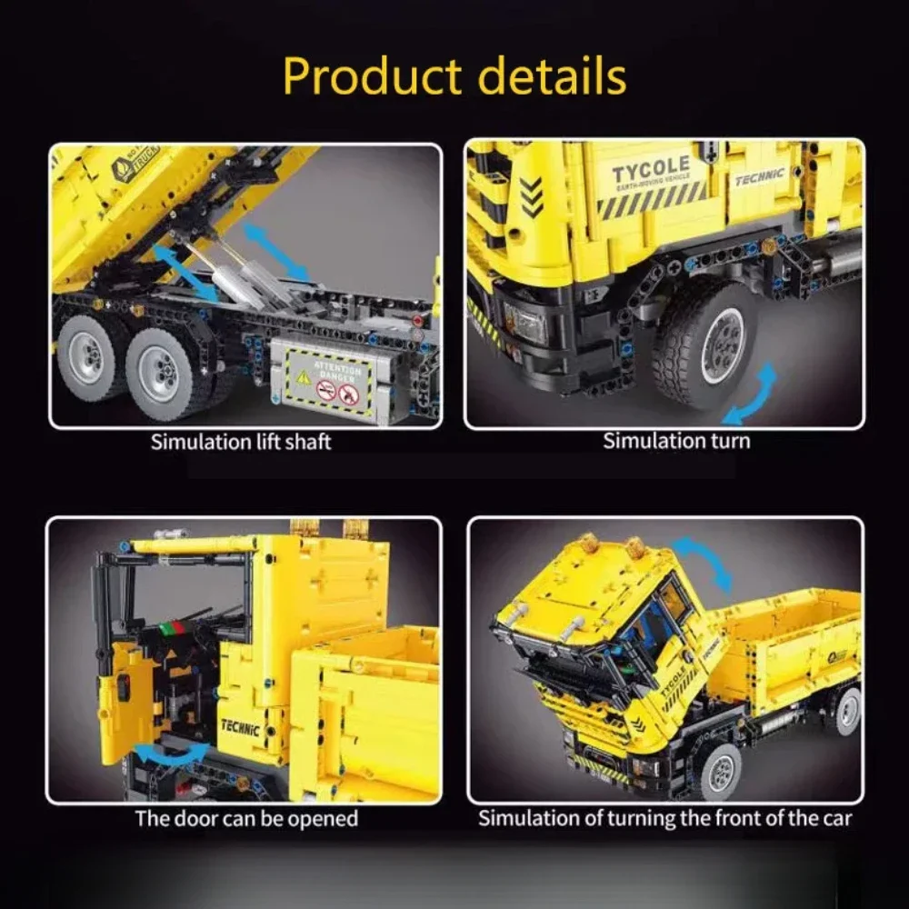 RC التقنية شاحنة قلابة اللبنات قوة المحرك الهندسة نموذج ألعاب البناء التفاعلية هدية عيد الميلاد للأطفال
