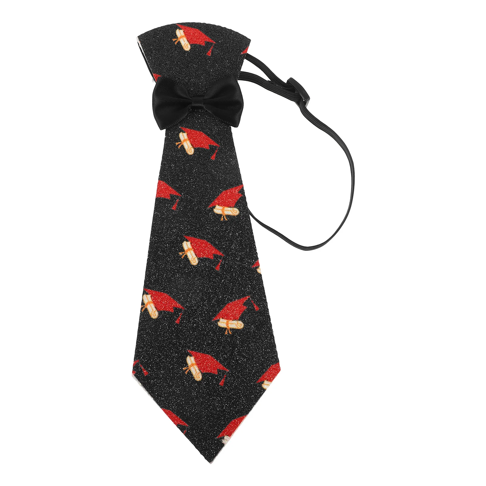 

Doctor Hat Style Graduation Necktie Adjustable Elastic Band Comfortable Cloth Tie For Graduation Ceremony Party Unisex