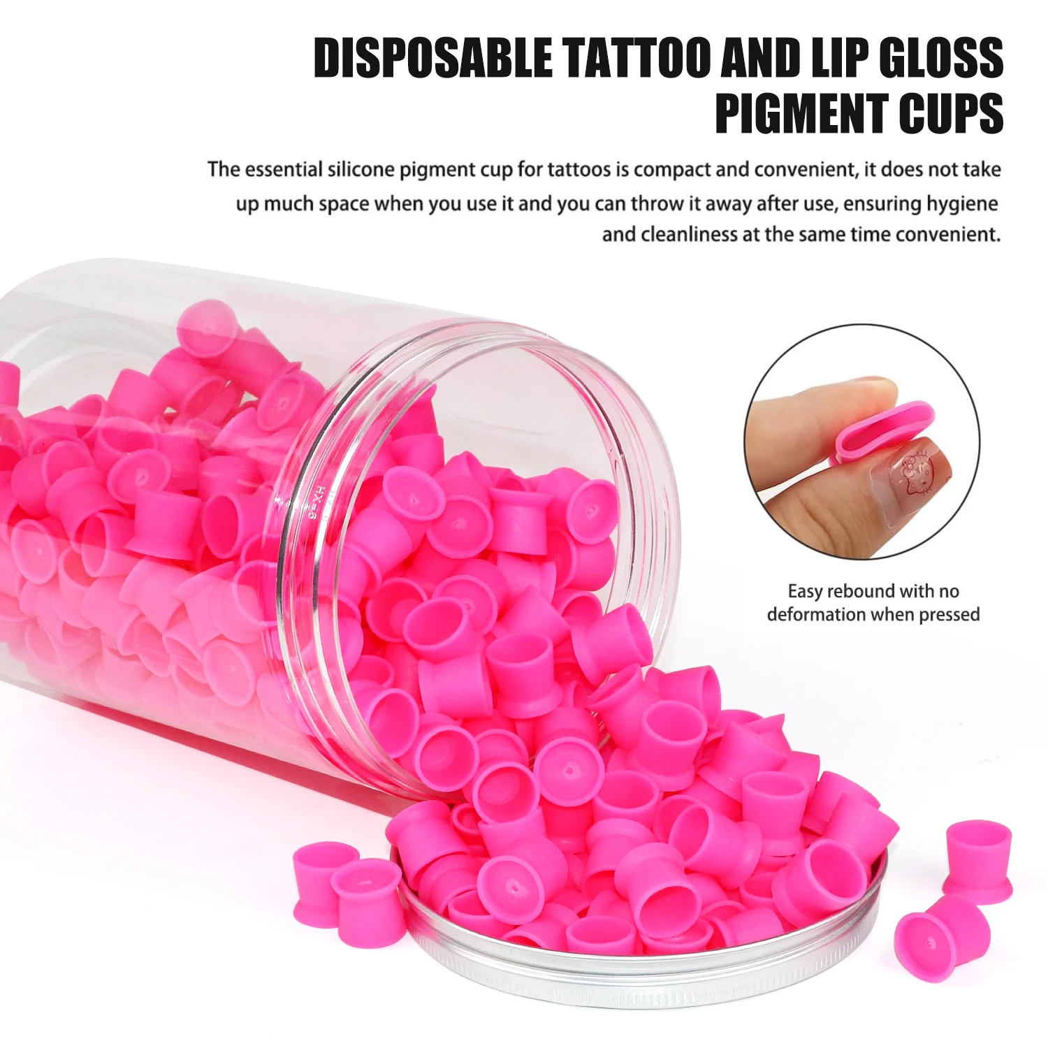 300PCS Silicone Tattoo Ink Cup Disposable Tattoo Pigment Cup for Eyebrow Eyeliner Lip Color - Pigment Holder  Tattoo Accessory