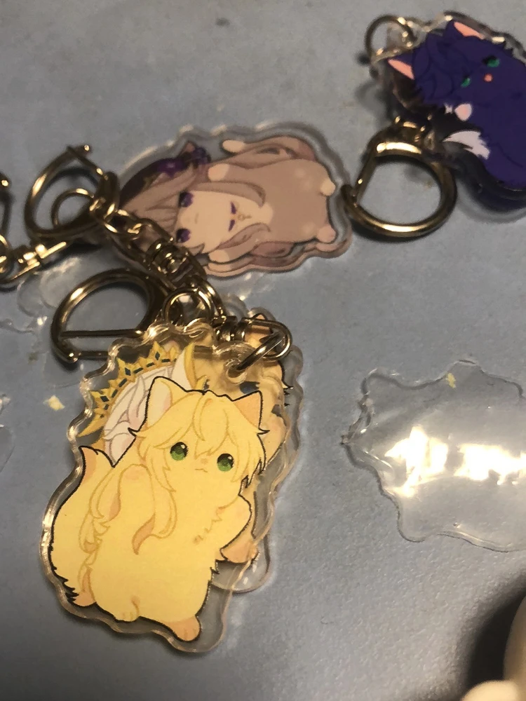 Kawaii Honkai:Star Rail Cat Form Fluffy Cat Acrylic Keychain for Accessories Bag Pendant Key Chain Ring Keychain Jewelry Gifts