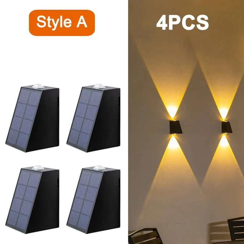 Nieuwe Upgrade Led Buitenmuur Solar Lights Waterdichte Tuin Wanddecoratie Verlichting Voor Villa Patio Trapgang