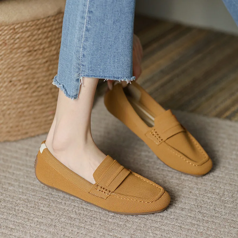 2024 nuove ballerine lavorate a maglia tessute scarpe Casual con fondo morbido da donna scarpe singole antiscivolo leggere versatili slip on Lofers