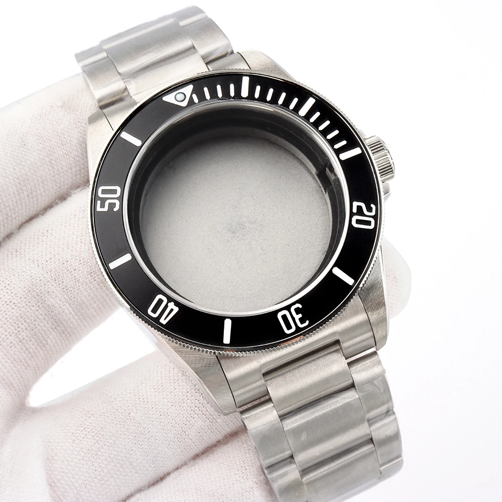 

41mm Fit Pelagos Series Watch Case With Brushed Oyster Bracelet Stainless Steel For NH35 NH36 Movement 30.5mm Dial Waterproof