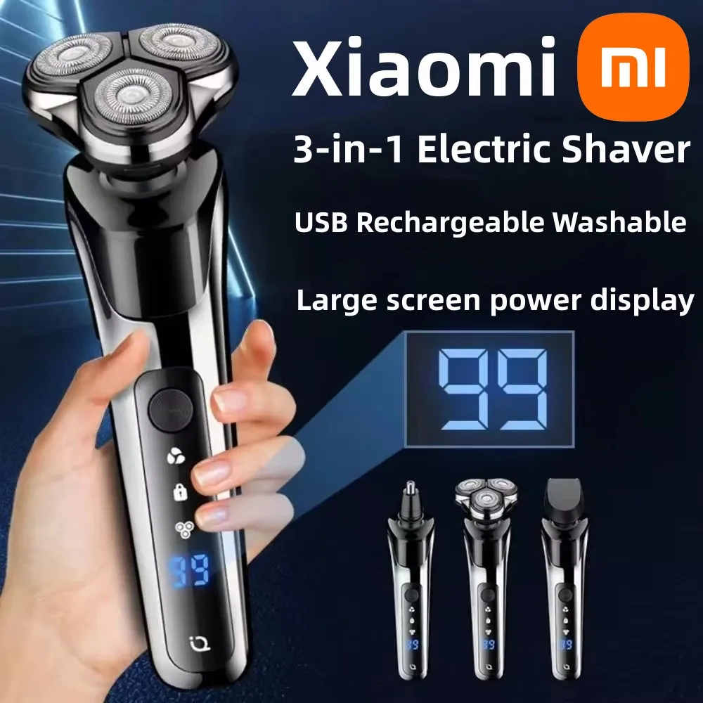 Xiaomi 3-in-1 Electric Shaver Double Head 5000 Digital Display Head Washable Rechargeable Brushless Men's Fast Charge Razor New