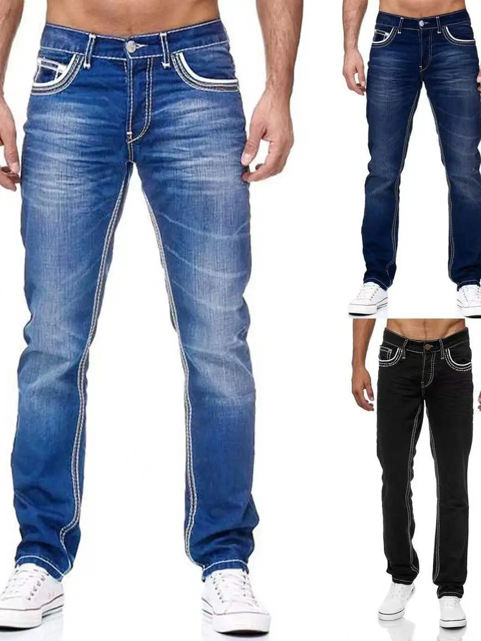 

Высокое качество WI, мужские облегающие джинсы с двойной линией, классические футболки, цветные джинсовые брюки, длинные брюки, повседневная одежда на молнии