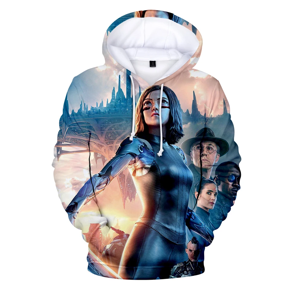 

Классические популярные забавные толстовки с 3D-принтом Alita Battle Angel, толстовки с длинными рукавами для мужчин и женщин, повседневные пуловеры