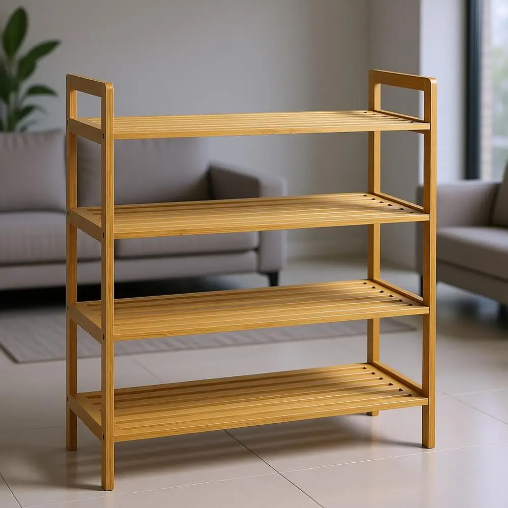 

4-ярусный органайзер для обуви из натурального бамбука, средний размер