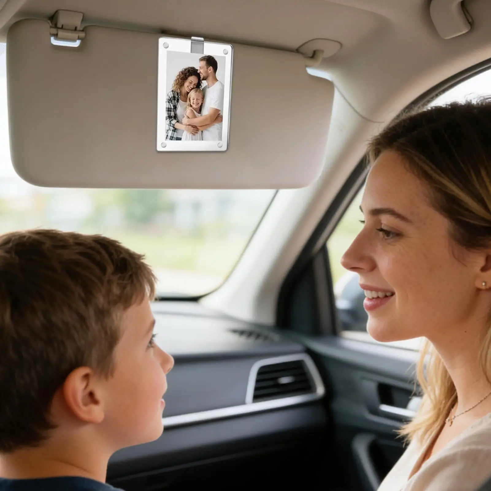 

Slim Organizer Car Sun Visor Photo Holder With Magnet Car Visor Clip Picture Frame For Sedan SUV Minivan Commuting Travel Road