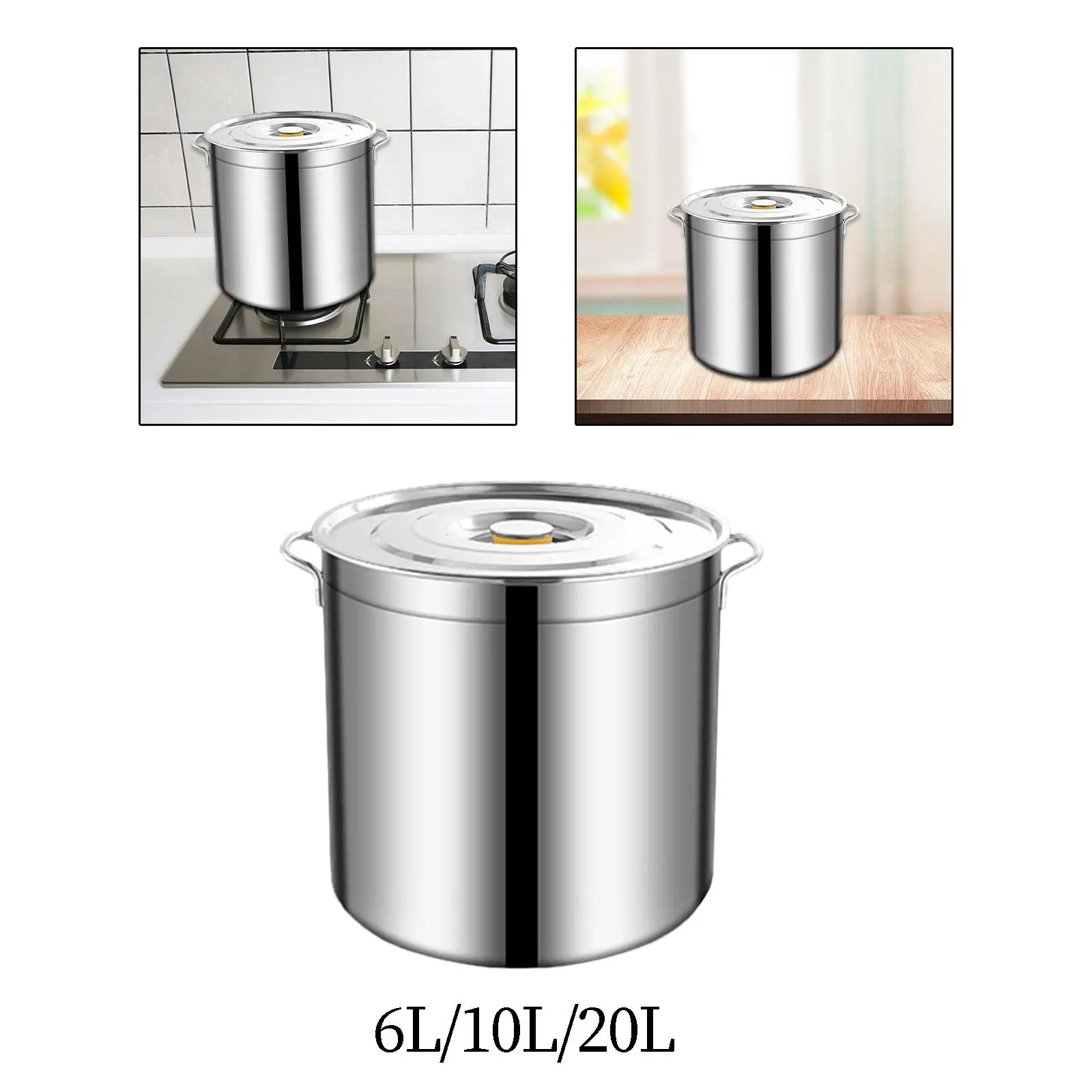 

Stainless Steel Stockpot Oil Bucket for Boiling Strew Simmer with Lid Canning Pasta Pot for Hotel Commercial Household Canteens