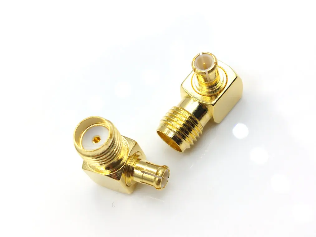 100pcs/200pcs ADAPTER SMA female to MCX male Right Angle Gold plated