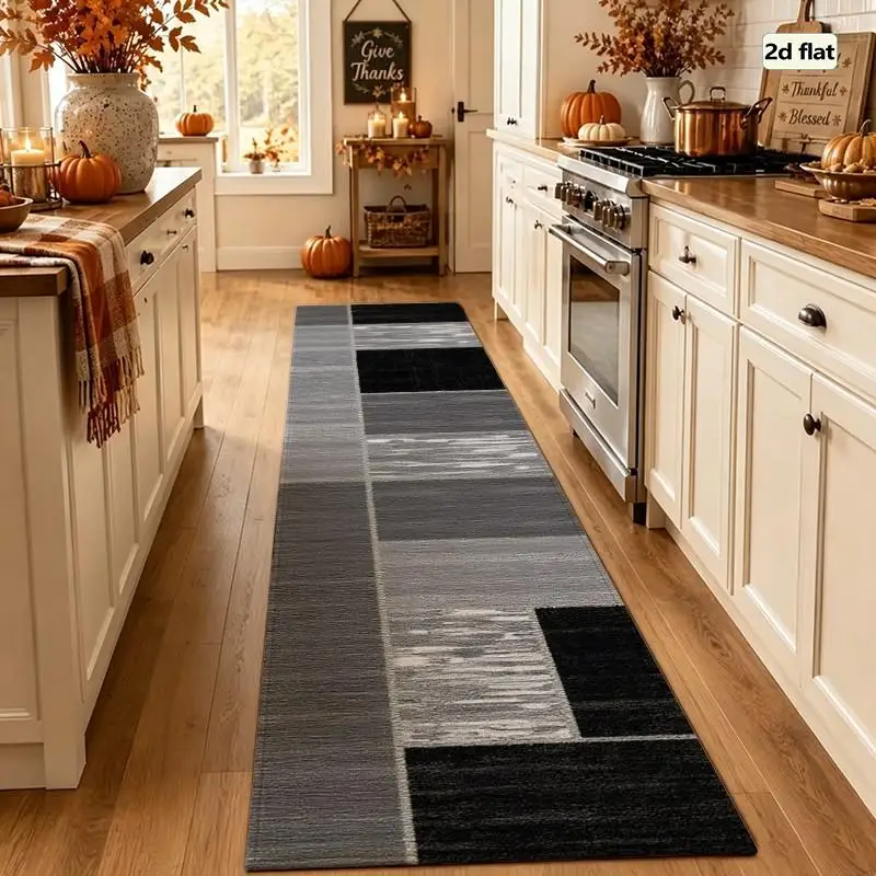 1PC Striped Textured Geometric Running Rugs, Hallway Rugs, Washable And Easy-to-maintain Home Decoration Carpet, Suitable For Hallways, Passages, Stairs, Bedrooms, Bedside, Laundry Rooms, Kitchens Etc