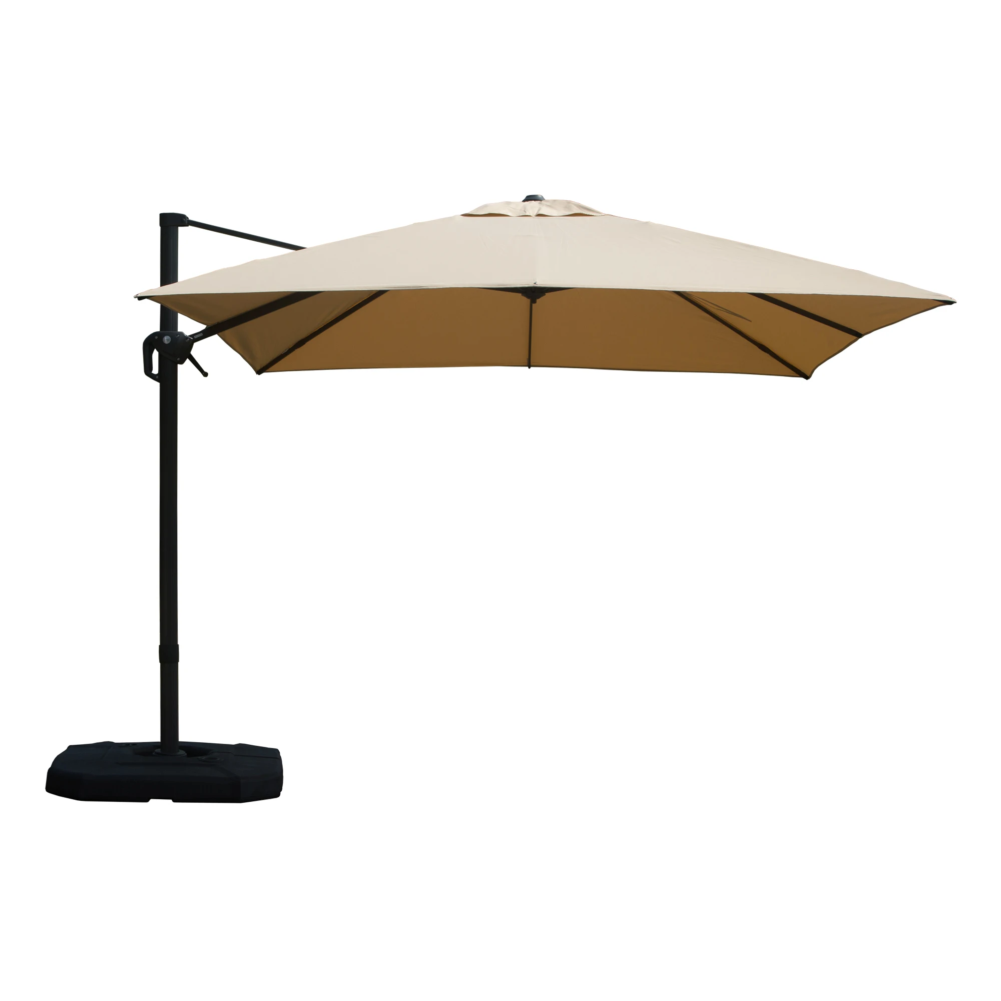 8'x8' Aluminum Cantilever Patio Umbrella Windproof 360° Rotation Square Offset Sun Shade For Outdoor Deck Backyard Garden Pool