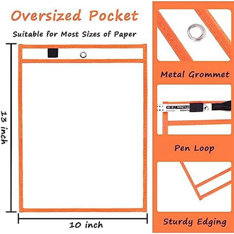 Imagem -06 - Capas de Bolso Reutilizáveis Apagar Seco Porta-bilhetes Como Mostrado Protetores de Página de Plástico Transparente Organização Suprimentos para a Escola 30 Pcs