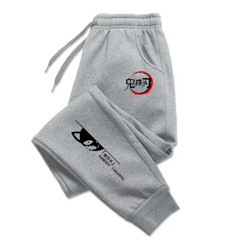 Herfst/Winter Modieuze Japanse Anime Demon Slayer Print Sport Hardlopen Fitness Comfortabele warme sportbroek Volwassen lange broek