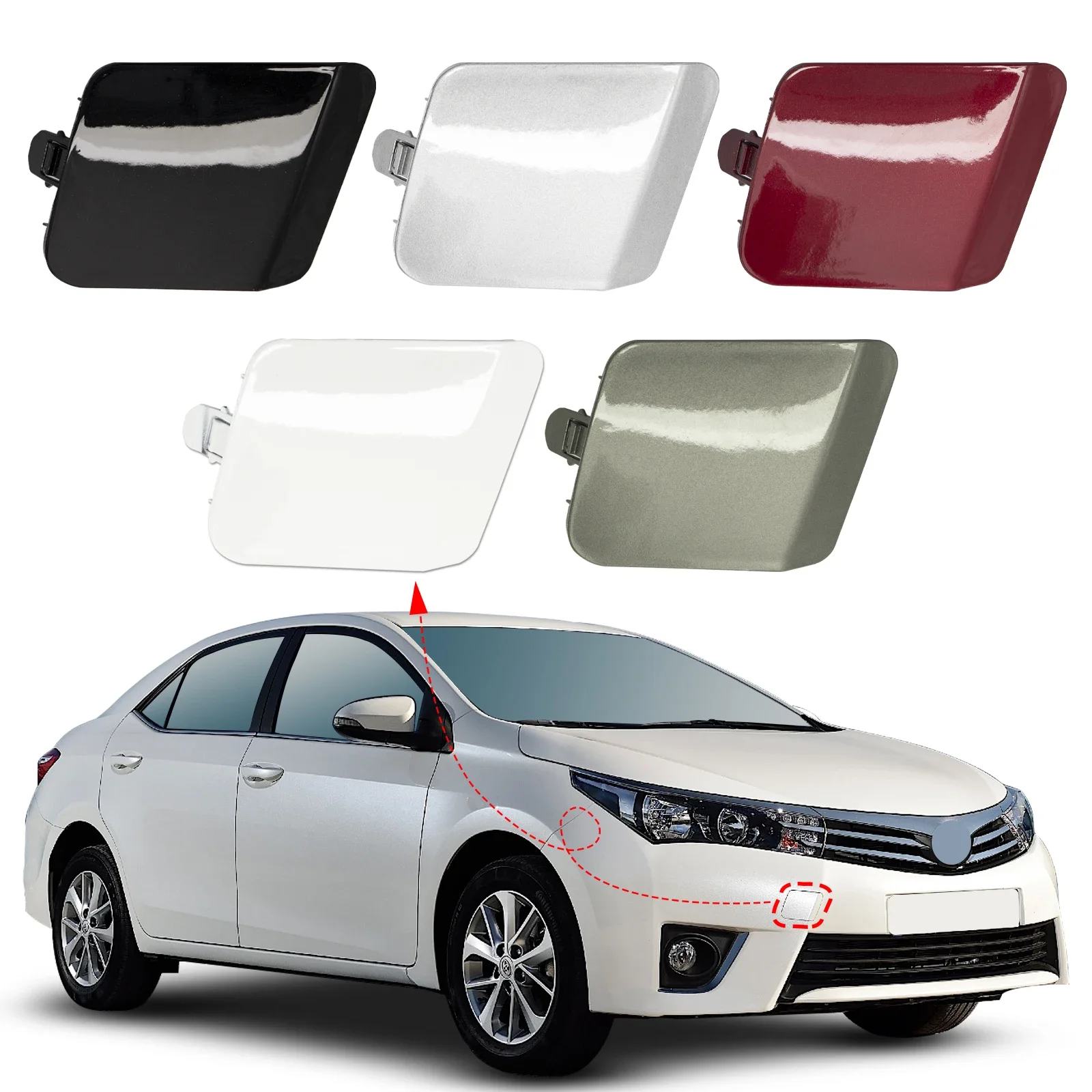 

Front Bumper Tow Hook Cover Cap Towing Eye For Toyota Corolla Accessories 2014 2015 2016 Right Side 52127-02301 52127-02300