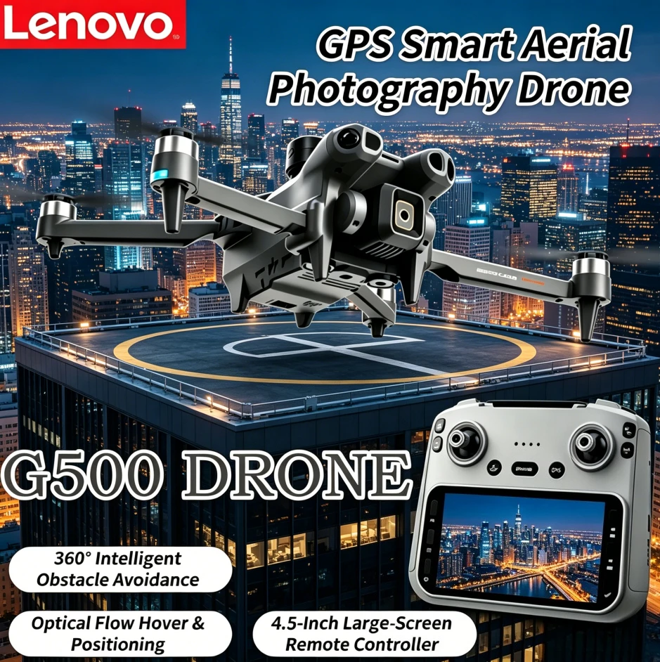 

Lenovo G500 RC Quadcopter 4.5inch Screen Foldable Drone GPS Optical Flow Positioning Dual WiFi Obstacle Avoidance Aerial Drone