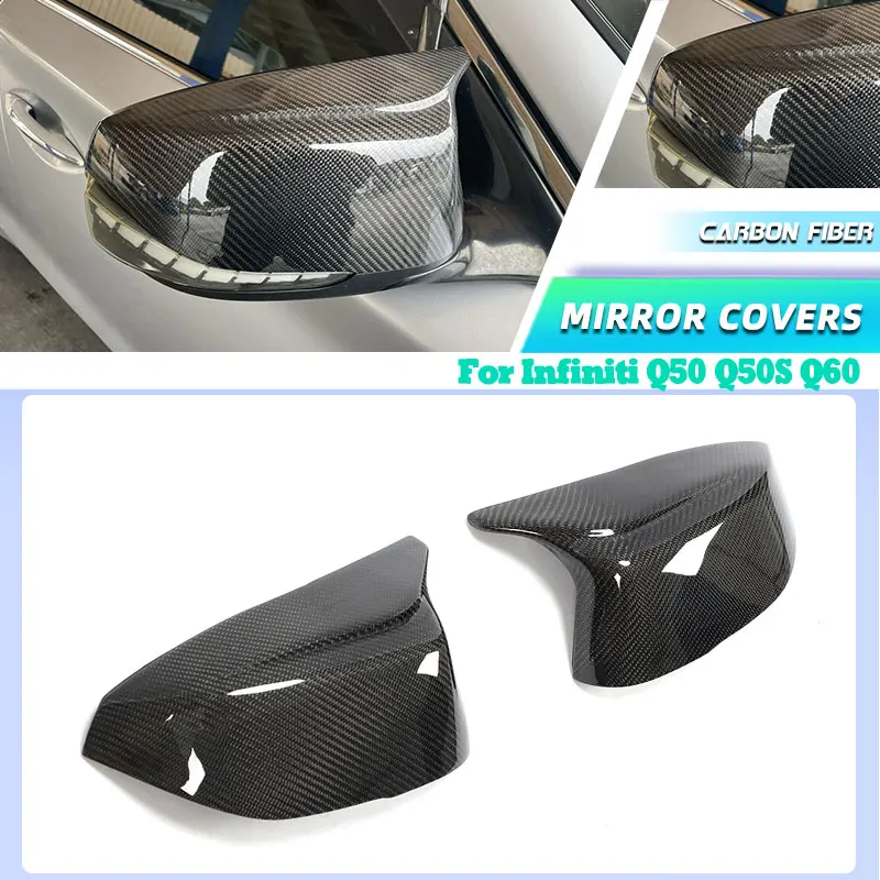 

Carbon Fiber Car Side Rear View Mirror Covers Caps for Infiniti Q50 Q50S Q60 Q70 2013-2019 Racing Side Mirror Covers Caps