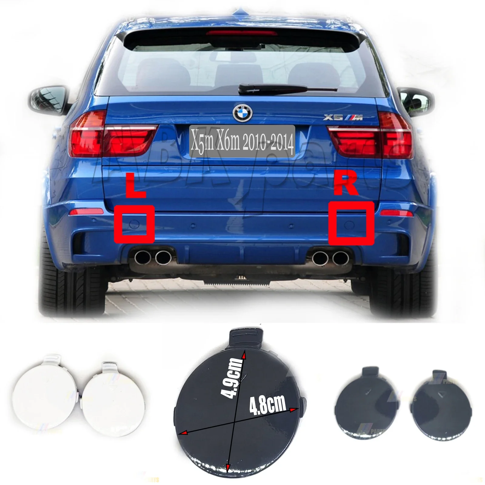 Pair Fit 09-13 BMW M series E70 LCI X5 M X5M REAR TOW COVER 51127206865