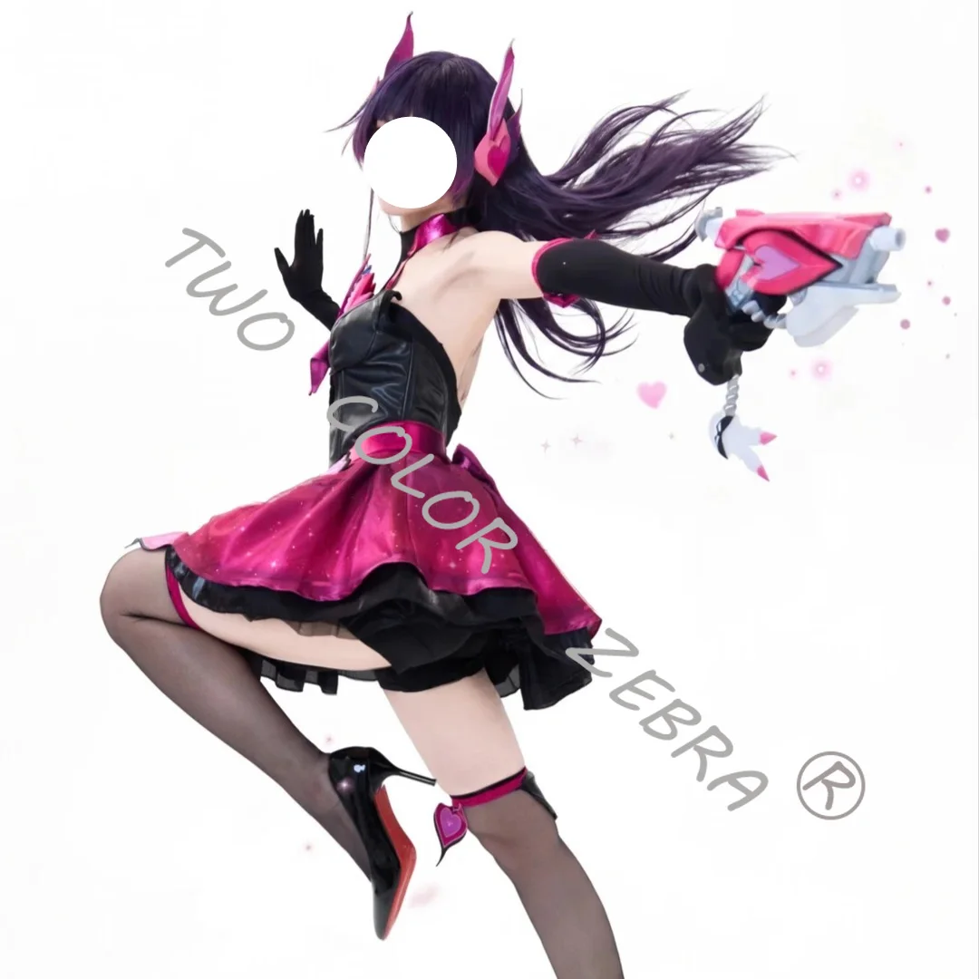 DVA Cosplay Pink Dress Costume Magical Girl Unifrom Heart Details Gloves Set for Halloween Party Comic Con Fantasy Role Play