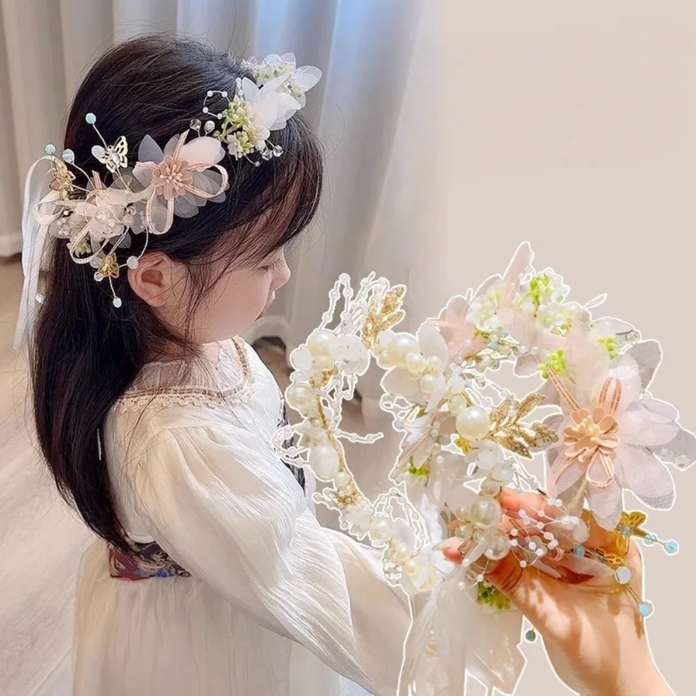 

Headwear Korean Style Flower Crown Hairband Hair Hoop Butterfly Wreath Headband Tiara Pearl Garland Wristband Amusement Park
