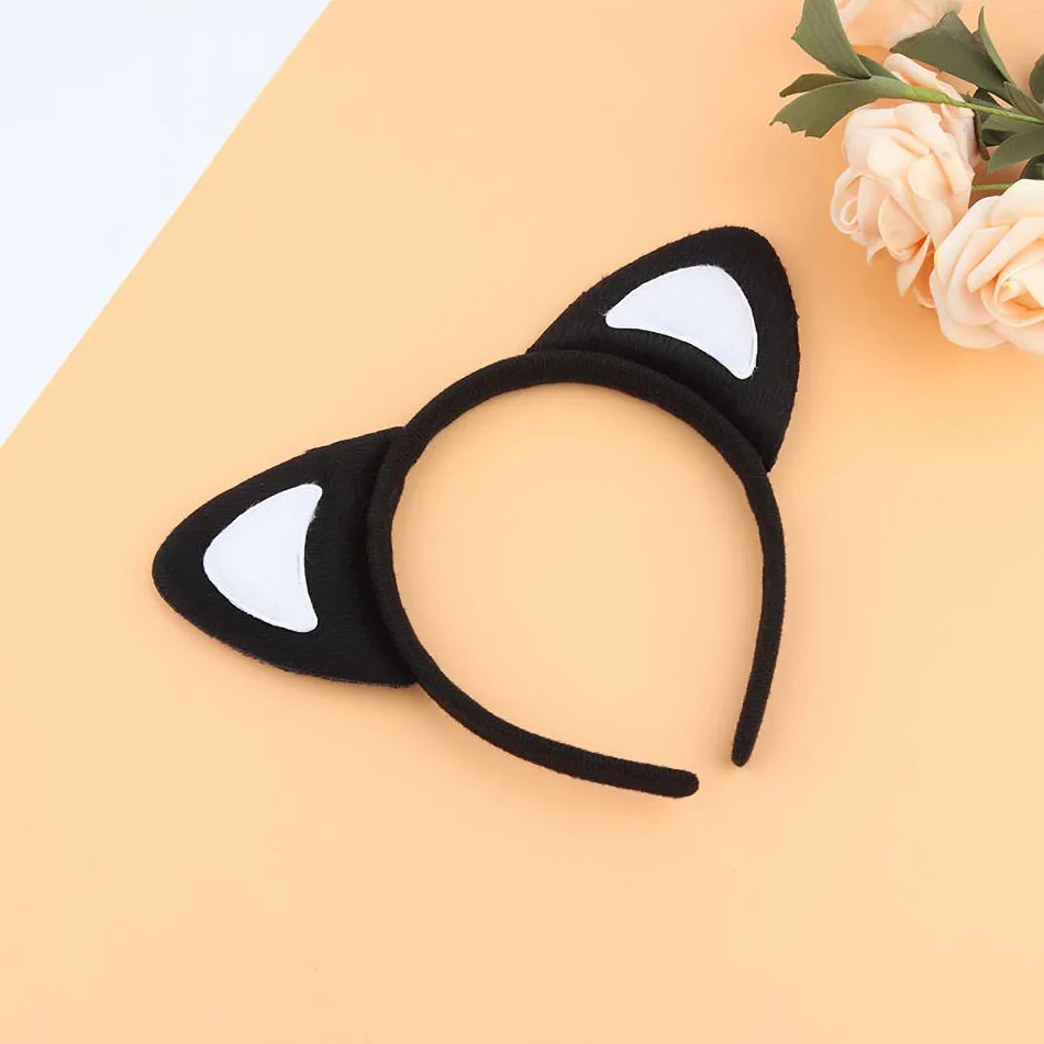 Mädchen kurze Plüsch schwarze Katzenohren Kopfschmuck Stirnband Damen süße Katzenohren Stirnband Haarspange Kinder Party Festival Haarband Neu