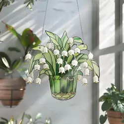 Sun Catcher Versatile Lily Of Valley Stained Glass Suncatchers Bright Color Eye-Catching Window Decor For Any Room