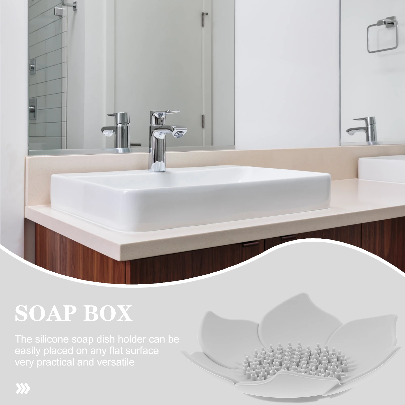 

Drain Silicone Soap Dish Flower Non-slip Containers Suction Cup for Shower Holder