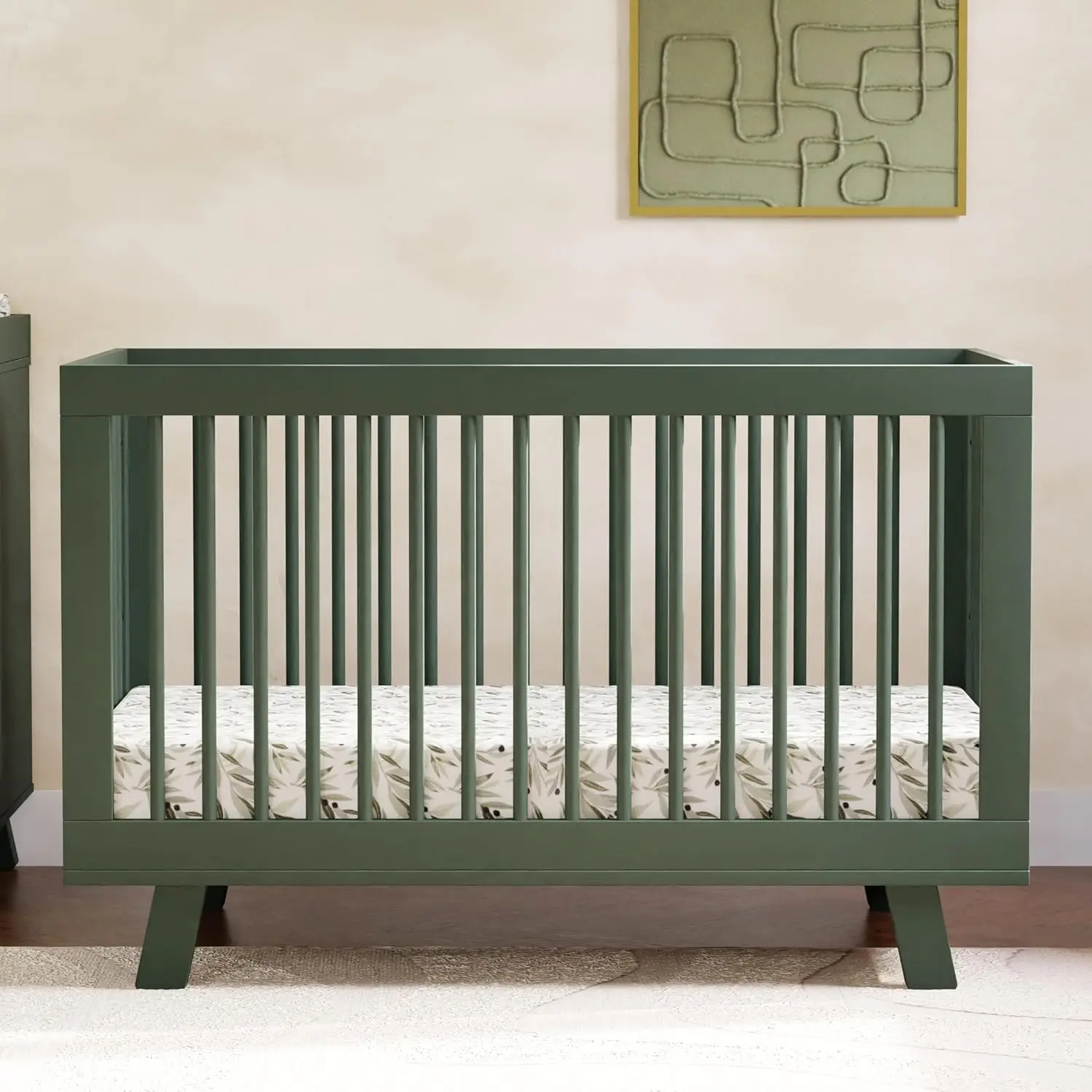 Babyletto Hudson 3-in-1 Convertible Crib with Toddler Bed Conversion Kit in Forest Green Greenguard Gold Certified