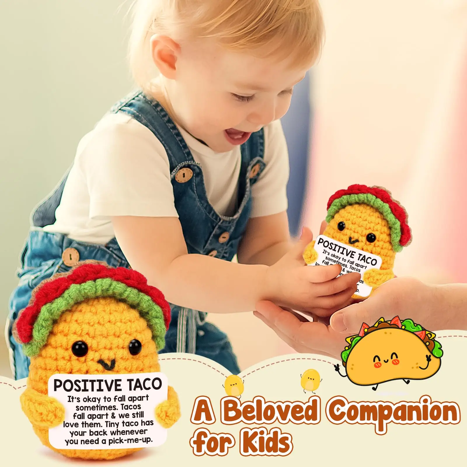 Positive Crochet Taco Christmas Birthday Gifts Women Men Stocking Stuffers Thanksgiving Basket Decor Son Mom Dad Daughter Sister