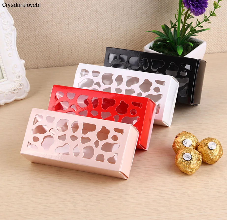 20pcs Hollow Macarons Biscuit Box Long / Shortcake Cake Nougat Box Chocolate Paper Gift Box Wedding Birthday Party