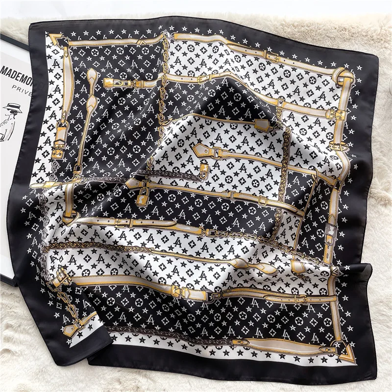 Luxury brand design Silk Scarf L Letter Print Hijabs 90cm Square Versatile Bandana Fashion Scarves for Women Shawl Headscarf