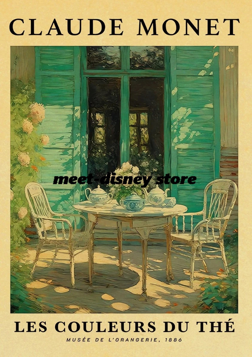 Famous Drawing Art Print Posters Kraft Paper Print Vintage Colorful Courtyard Flower Scenic Seascape Canvas Painting Room Decor
