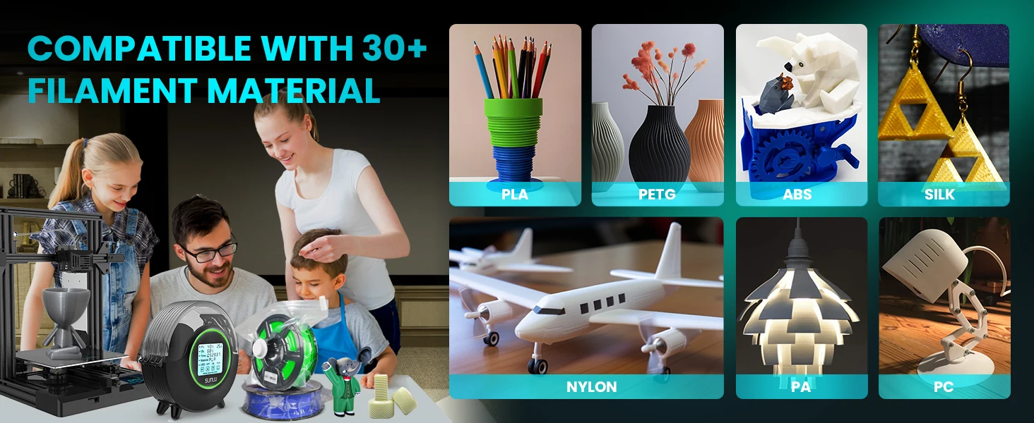 SUNLU S2 3D-Drucker Filament-Trockner Verbesserte Aufbewahrungsbox mit 360°-Trocknung ° Umlaufender Heizlüfter für PLA/PETG/ABS Filament-Trockner – Detail 8
