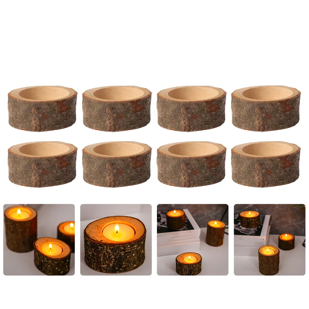 

10 Pcs Creative Candleholder Wooden Tea Light Holders Reusable Decorative Centerpieces Party Candlestick Ornament Home Office